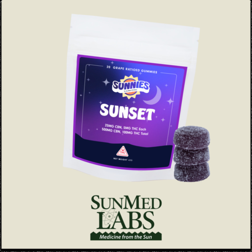 Sunset Grape 5:1 CBN:THC Gummies