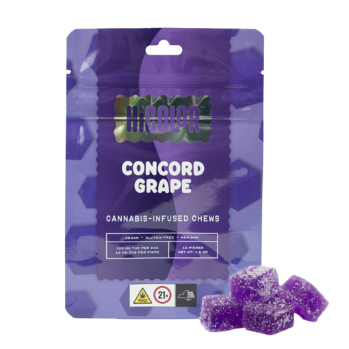 Enjoy rich, classic flavor with Concord Grape Chews. Each piece delivers 10mg of THC for a smooth, reliable edible experience.