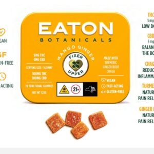 EATON BOTANICALS Mango Ginger Fixer Upper 20pk 5mg Gummies – Functional THC Edibles