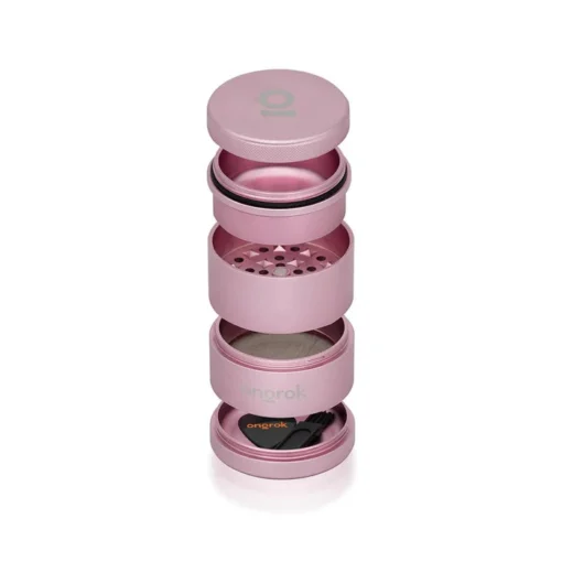 Grinder and Storage 5pc Pink – Premium Metal Herb Grinder with Pollen Catcher
