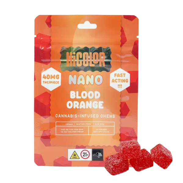 HiColor Max NANO Chews Blood Orange 40mg | Fast-Acting THC Edibles