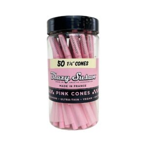 Pink 1 1/4″ Pre-Rolled Cones – 50ct | Unflavored Rolling Paper