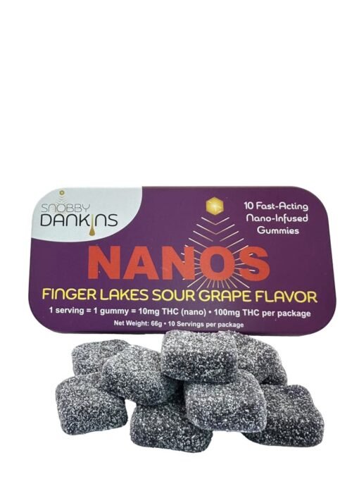 Snobby Dankins Finger Lakes Sour Grape Gummies 10pk – 100mg THC Edibles